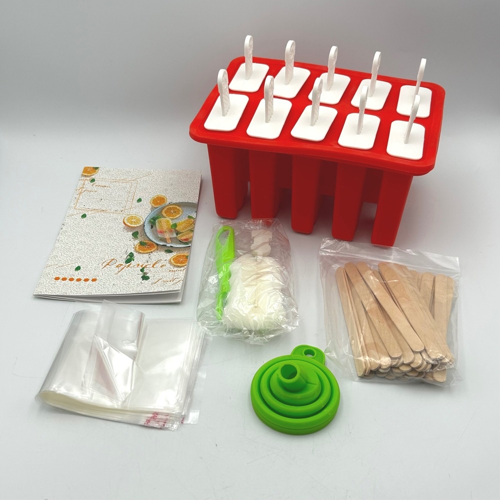 Popsicle Mold Red 10 Cavity Silicone DIY Kit